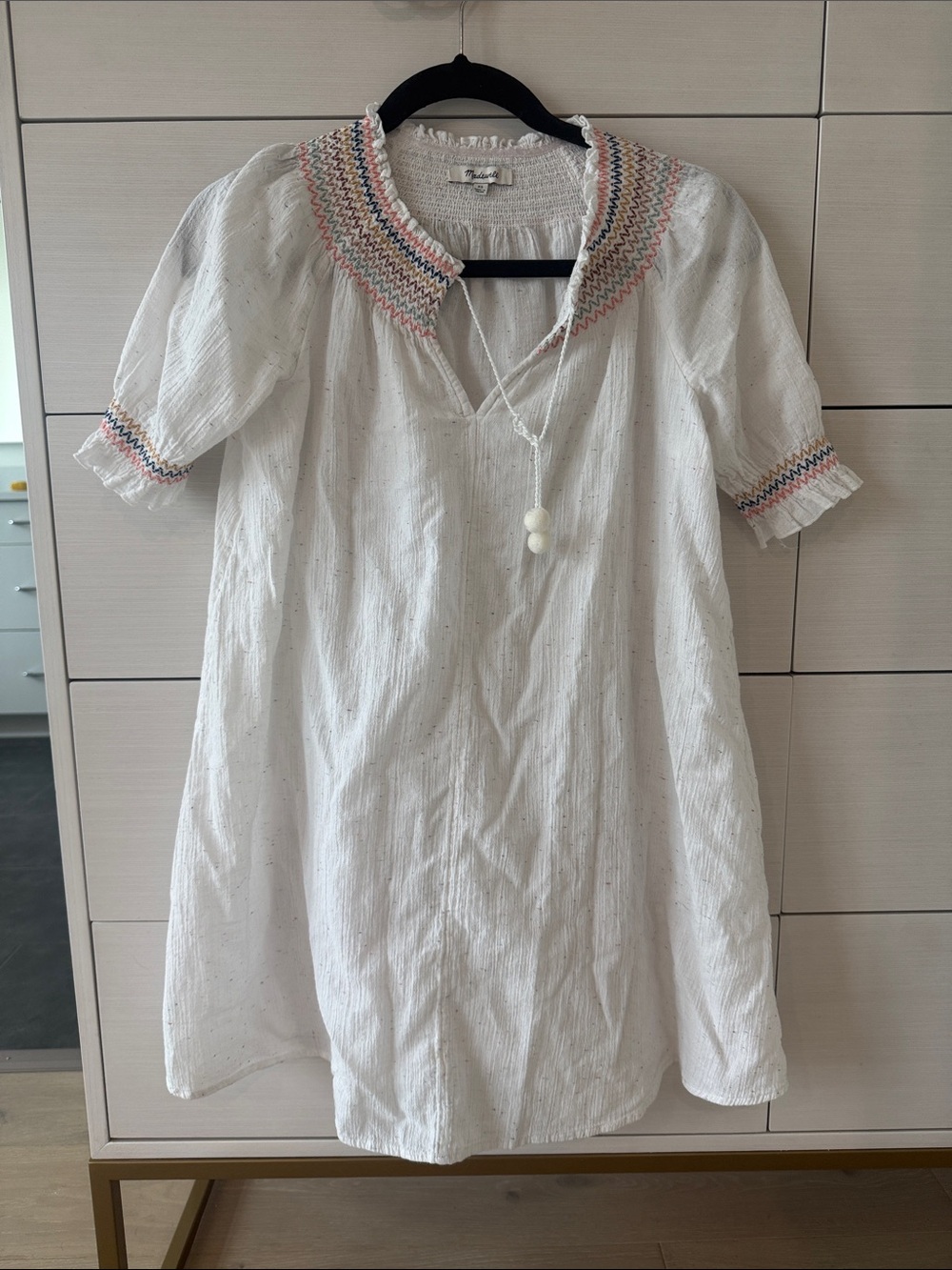 Madewell White Tunic with Pastel Trim